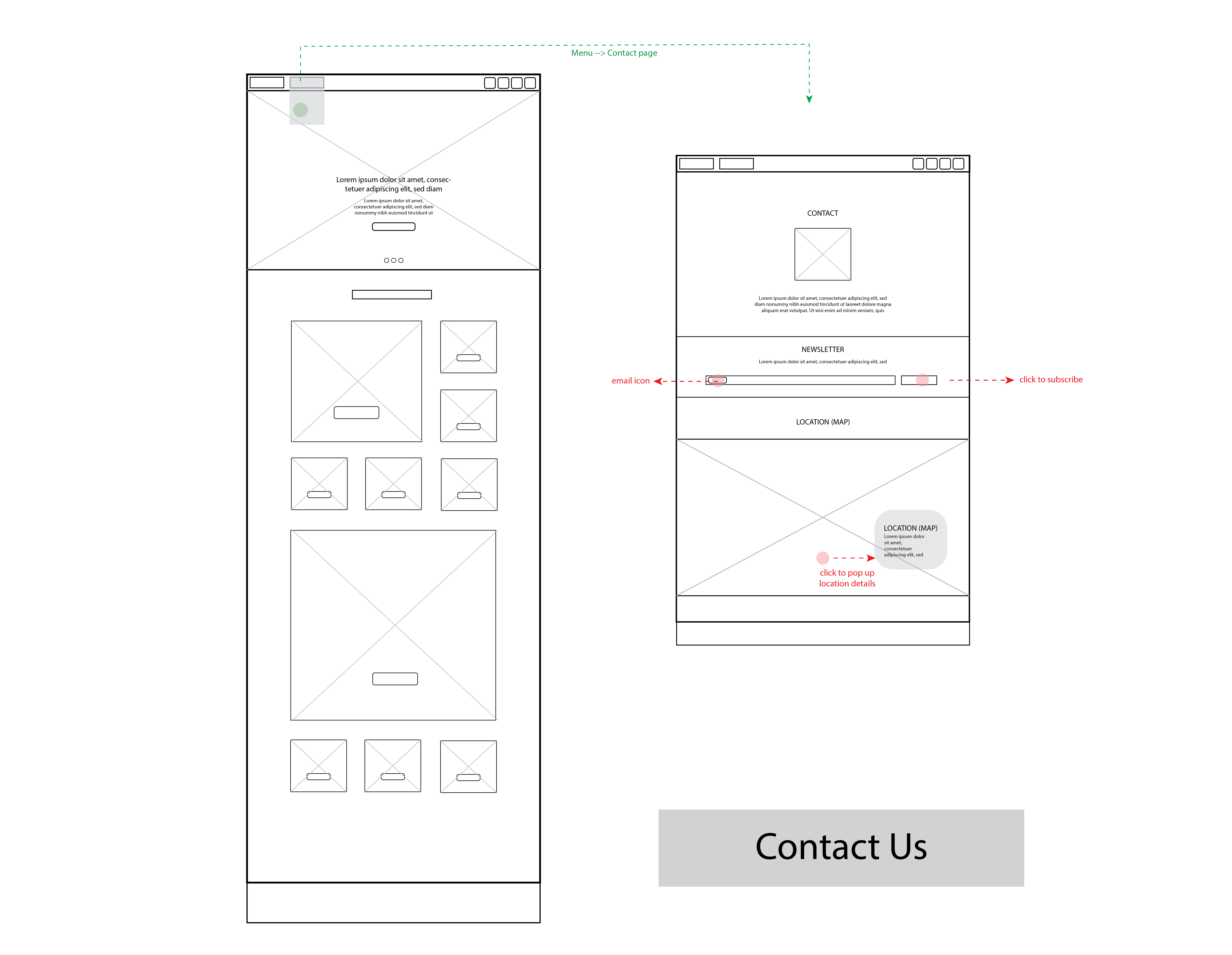 Desktop Wireframe: contact page