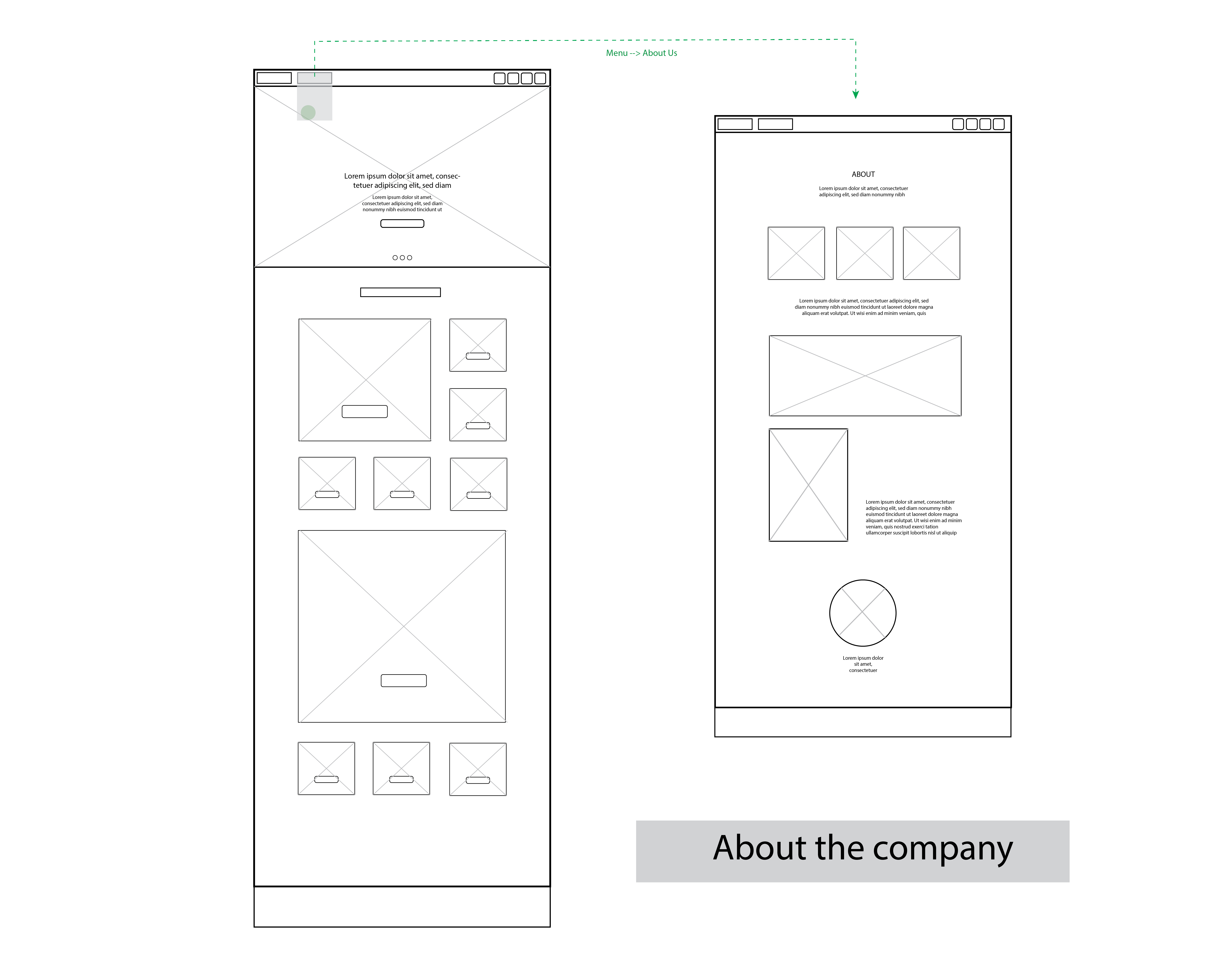 Desktop Wireframe: about page